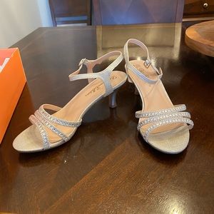 Blossom Berk 170 Strappy Low Heel Sandal with Crystals by Blossom Style Silver